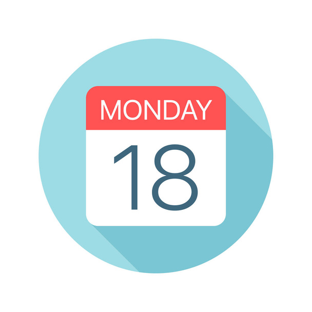 Monday 18 - Calendar Icon. Vector illustration of one day of week - Vector, Image