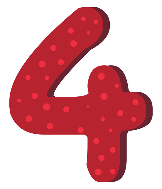Rojo número cuatro con puntos, ilustración, vector sobre fondo blanco
 - Vector, imagen
