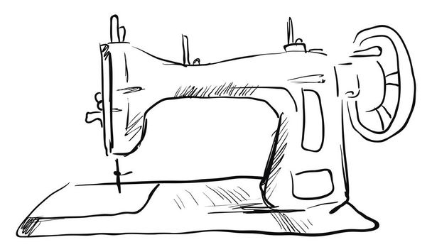 Sketch of sewing machine, illustration, vector on white backgrou - Vector, Image