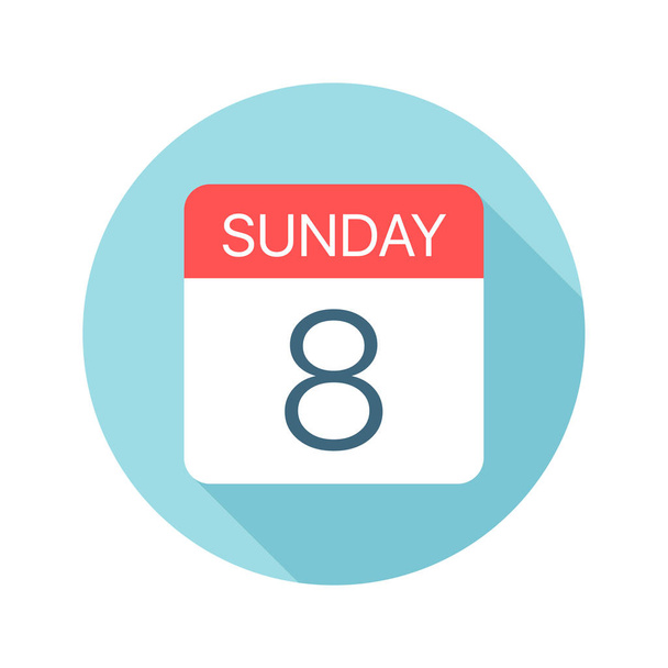 Sunday 8 - Calendar Icon. Vector illustration of one day of week - Vector, imagen