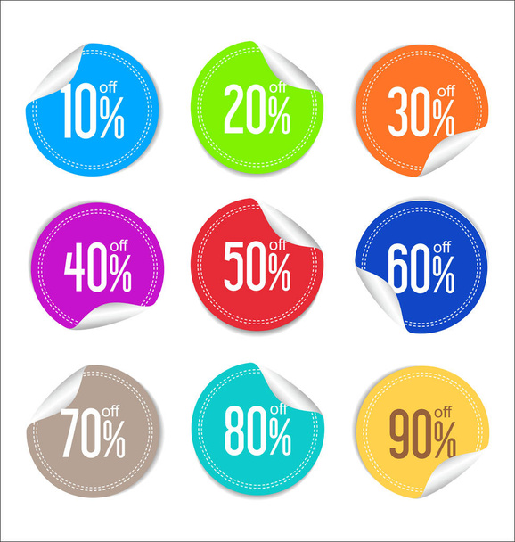 Collection d'autocollants et étiquettes de vente colorés - Vecteur, image