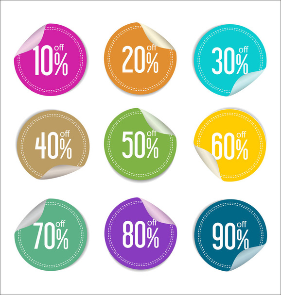 Collectie van kleurrijke verkoop stickers en tags - Vector, afbeelding