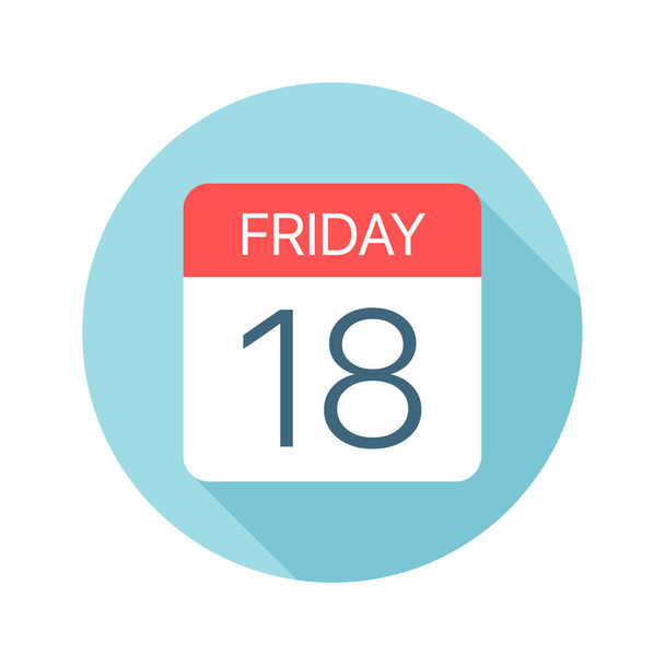 Friday 18 - Calendar Icon. Vector illustration of one day of week - Вектор, зображення