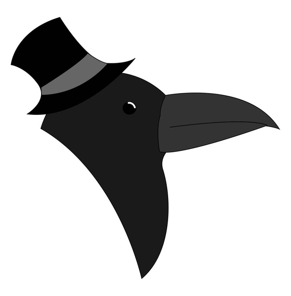 Cuervo con sombrero, ilustración, vector sobre fondo blanco
 - Vector, Imagen
