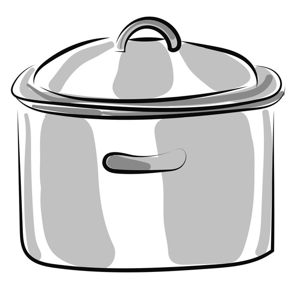 Silver cooking pan, illustration, vector on white background - Vettoriali, immagini