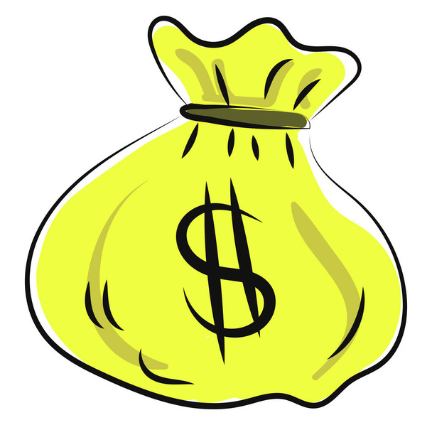Tas van geld, illustratie, vector op witte achtergrond - Vector, afbeelding