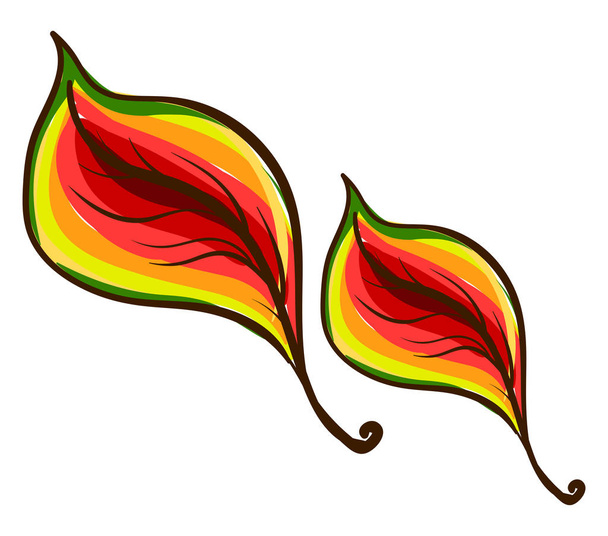 Multicolor tree leaves, illustration, vector on white background - Vector, Imagen
