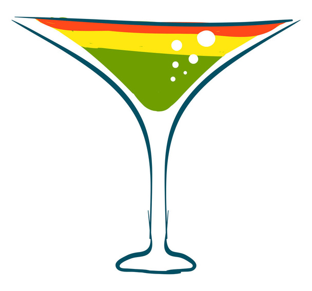 Rainbow cocktail, illustration, vector on white background. - Vector, Image