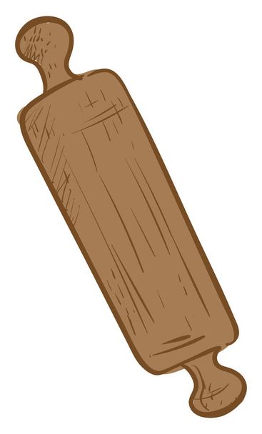 Wooden rolling pin, illustration, vector on white background. - Vector, Image