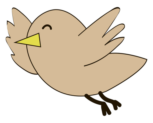 Happy little bird, illustration, vector on white background. - Vector, Image