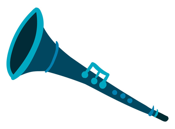 Blue clarinet, illustration, vector on white background. - Vector, Image