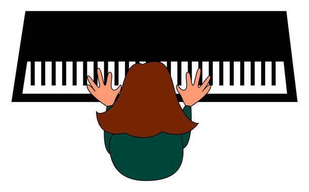Žena hrající na klavír, ilustrace, vektor na bílém pozadí. - Vektor, obrázek