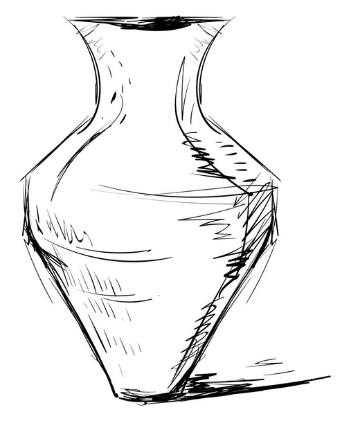 Vase drawing, illustration, vector on white background. - Διάνυσμα, εικόνα
