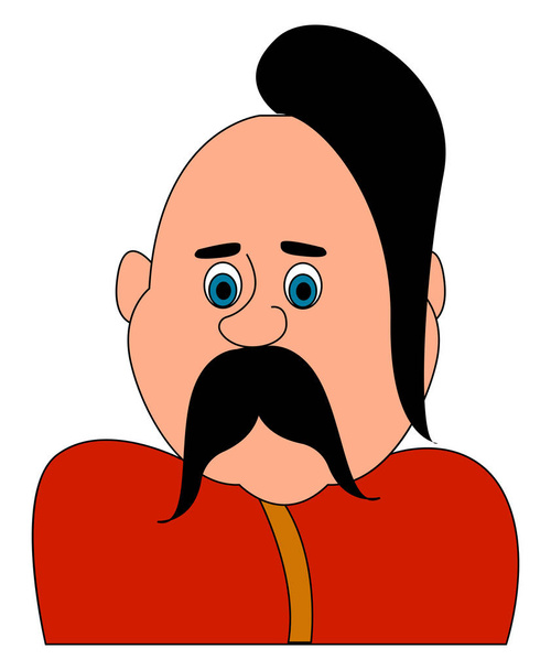 Cossack in red shirt, illustration, vector on white background. - Vector, Image