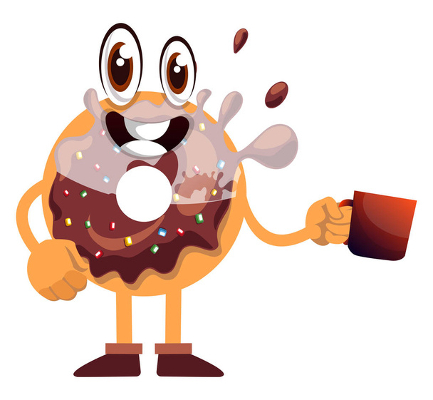 Donut avec tasse de café, illustration, vecteur sur fond blanc
 - Vecteur, image