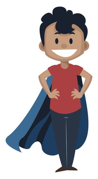 Boy is wearing cloak, illustration, vector on white background. - Vector, Image