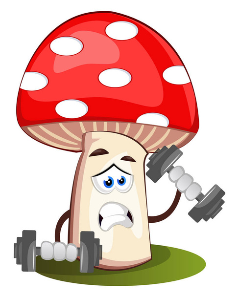 Mushroom sollevamento pesi, illustrazione, vettore su backgrou bianco
 - Vettoriali, immagini