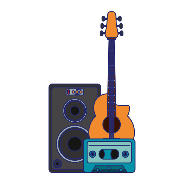 Music and studio equipment blue lines - Vector, Image