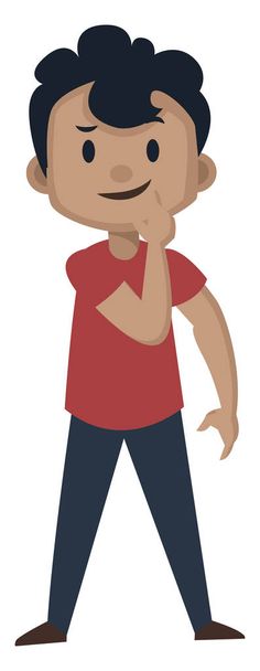 Boy is feeling thoughtful, illustration, vector on white backgro - Vector, Image