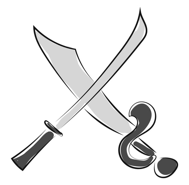 Cross swords, illustration, vector on white background. - Vector, Image