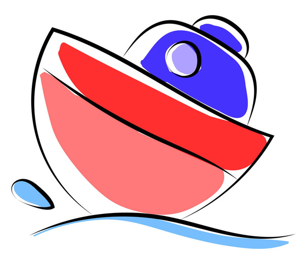 Little boat on sea, illustration, vector on white background. - Vector, Image
