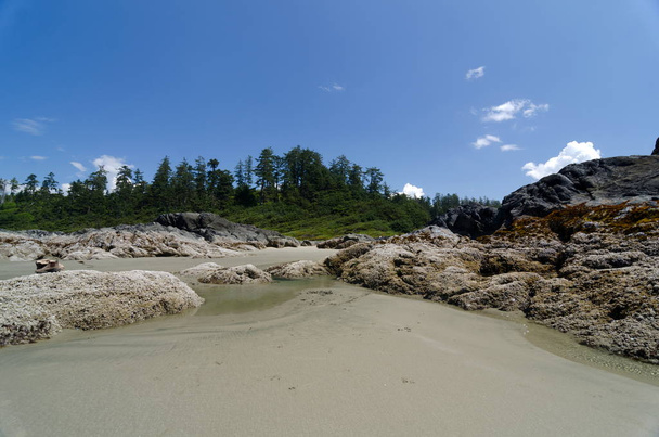 Low tide near rocks at south end of Long Beach in Tofino - Photo, image