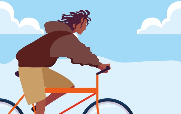 people riding bicycle activity image - Vector, Image