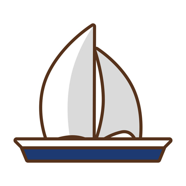 白い背景の帆船旅行 - ベクター画像