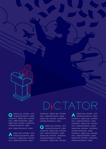 Δικτάτορας του δικτάτορα εικονόγραμμα με το βάθρο, δικτατορία πίσω από την εικόνα του σχεδιασμού της ιδέας του ελέγχου απομονώθηκε σε μπλε φόντο με χώρο αντιγραφής, διάνυσμα EPS 10 - Διάνυσμα, εικόνα