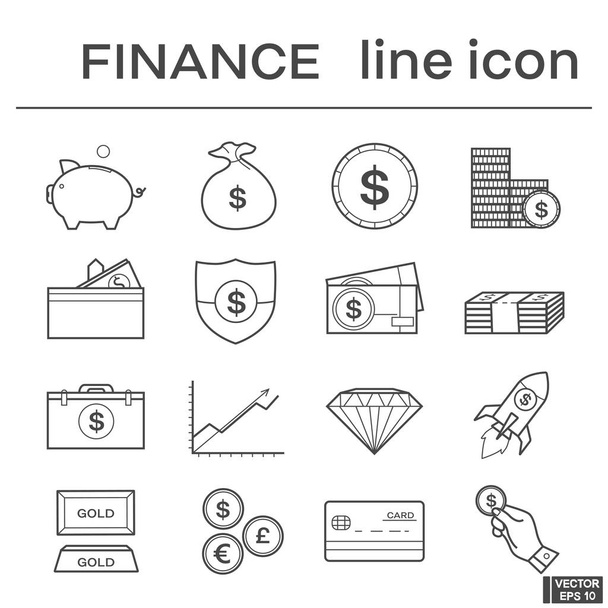Set of line icons, finance. - Vector, Image
