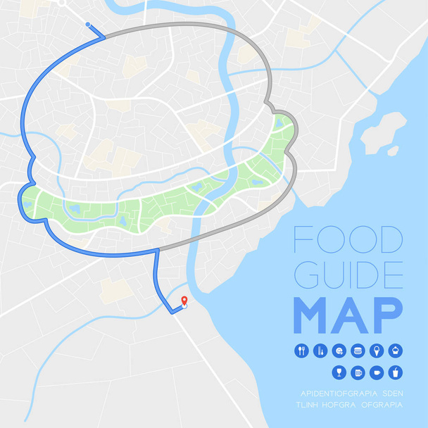 Mappa della direzione della guida alimentare viaggiare con concetto di icona, disegno della forma dell'hamburger stradale in modalità diurna illustrazione isolata su sfondo grigio con spazio di copia, passaggi vettoriali 10
 - Vettoriali, immagini