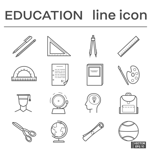 Set of line icons, education. - Vector, imagen