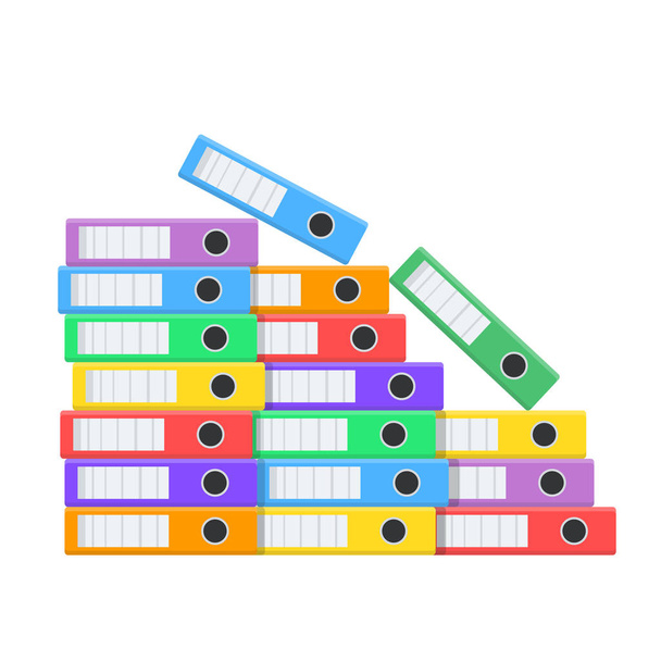 Стек багатьох кольорових папок документів для дизайну на білому фоні
  - Вектор, зображення