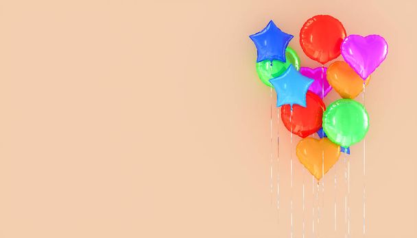 balloons on a beige background, 3d illustration - Photo, image
