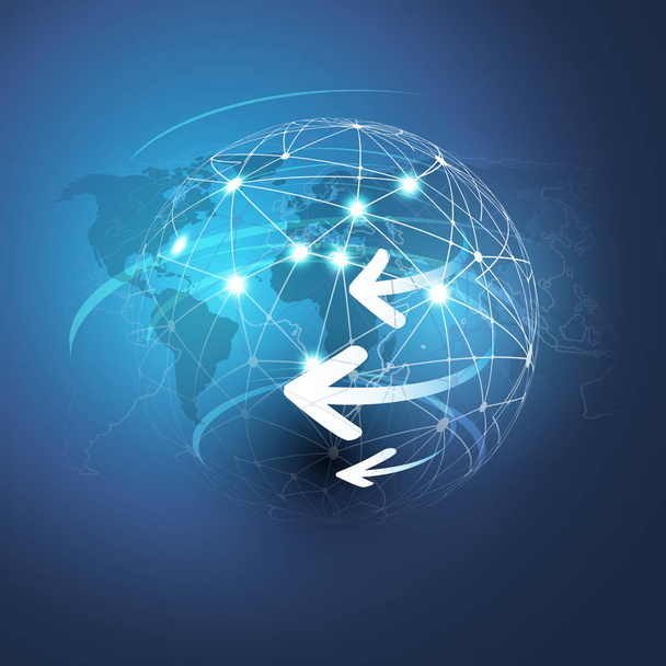 Föld Globe design-Global Business, technológia, hálózat, globalizációs koncepció, vektor design Template - Vektor, kép