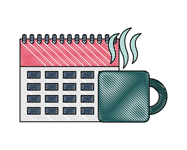 liiketoiminnan kalenteri suunnittelu kuuma kahvi cup
 - Vektori, kuva
