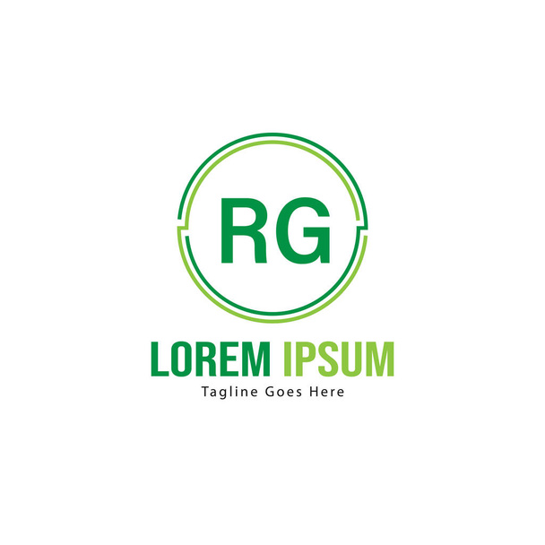 Első RG logó sablon modern kerettel. Minimalista RG levél logo vektor illusztráció - Vektor, kép