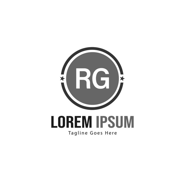 Modello iniziale di logo RG con cornice moderna. Illustrazione minimalista del vettore del logo della lettera RG
 - Vettoriali, immagini