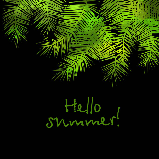 El fondo son hojas de palma. Hola verano. Ilustración vectorial
 - Vector, Imagen