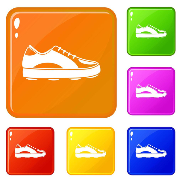 Golf shoe icons set vector color - Vector, Imagen