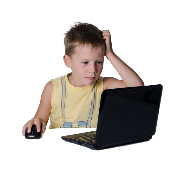Boy working on a laptop - Φωτογραφία, εικόνα