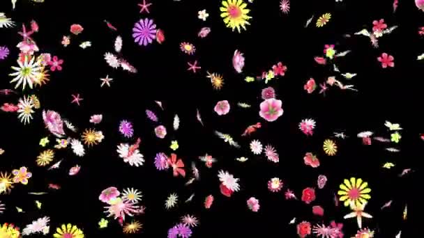 3D κινούμενα σχέδια ενός πέταλα λουλουδιών ρέει με το επίπεδο άλφα - Πλάνα, βίντεο