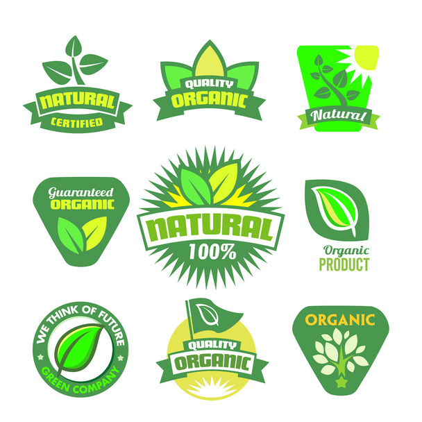 Vektorová grafika „Logo Vector set of natural, organic, tree, beauty, Logo  collection of design elements for fresh food and healthy products.“ ze  služby Stock