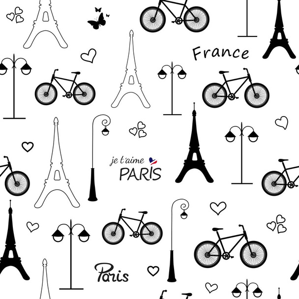 Seamless pattern with symbols of France - Vector, Image