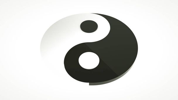 Yin en Yang symbool. 3D-rendering - Foto, afbeelding
