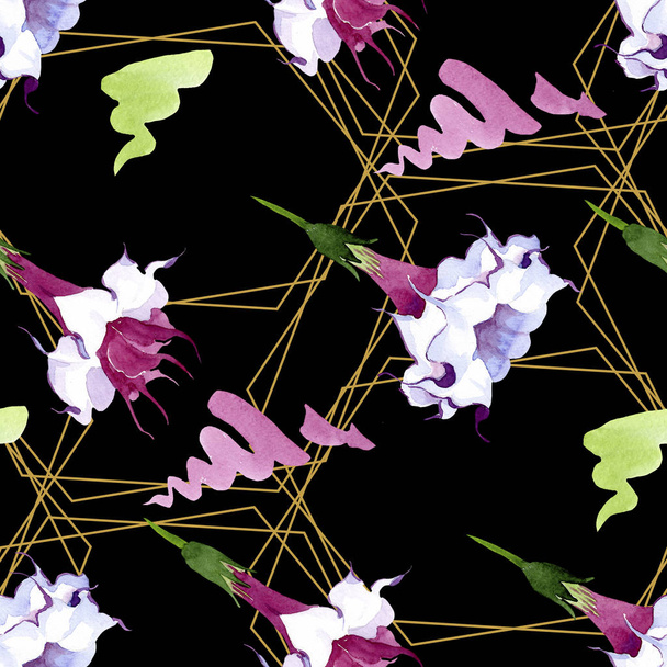 brugmansia florale botanische Blumen. Aquarell Hintergrundillustration Set. nahtloses Hintergrundmuster. - Foto, Bild