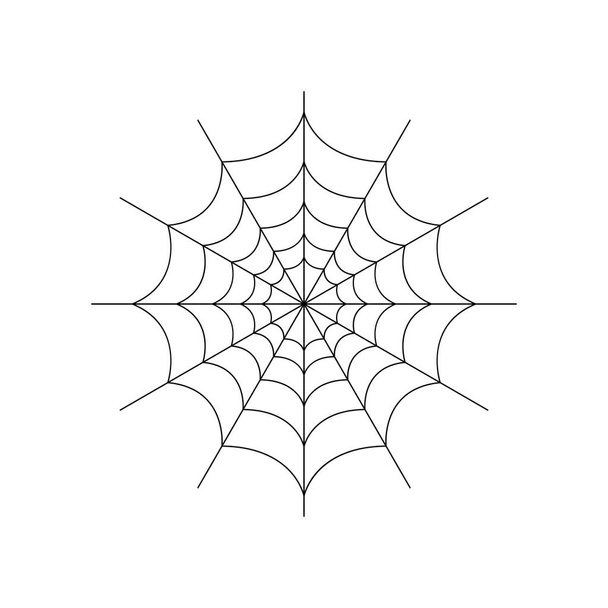 白い背景に隔離された丸いクモの巣全体。ハロウィーンのクモの巣要素。クモの巣のラインスタイル。任意のデザインのベクトルイラストレーション. - ベクター画像