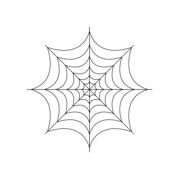 Round whole spider web isolated on white background. Halloween spiderweb element. Cobweb line style. Vector illustration for any design. - Vector, Image