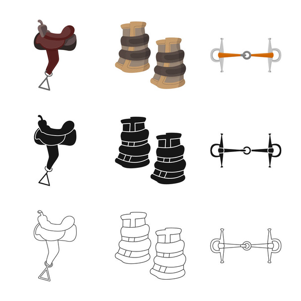 Vector illustration of equipment and riding sign. Set of equipment and competition stock vector illustration. - Vettoriali, immagini
