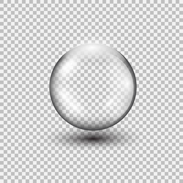 Transparent glass sphere with glares and highlights. - Vector, Image